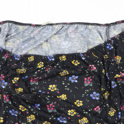 Papaya Womens Black Floral Polyester Basic Size 18 Off the Shoulder