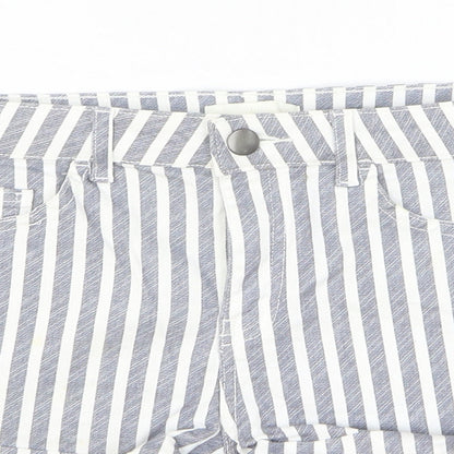 H&M Womens Grey Striped Cotton Hot Pants Shorts Size 2 L3 in Regular Zip