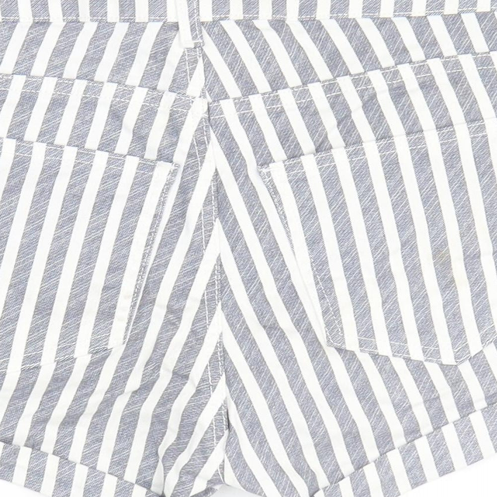 H&M Womens Grey Striped Cotton Hot Pants Shorts Size 2 L3 in Regular Zip
