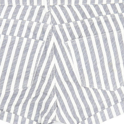 H&M Womens Grey Striped Cotton Hot Pants Shorts Size 2 L3 in Regular Zip