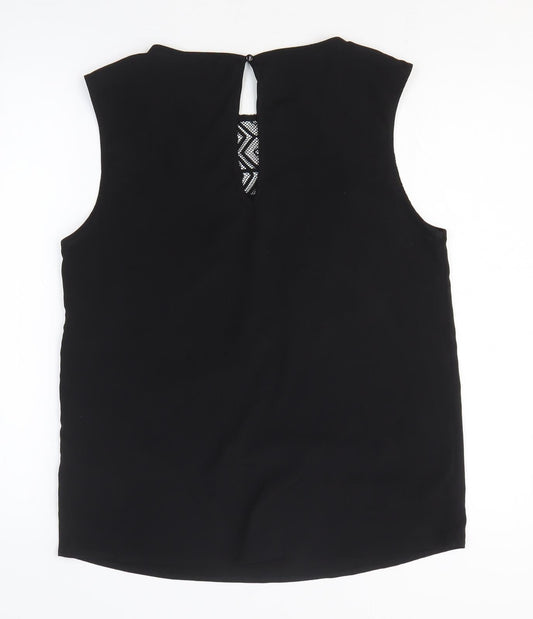 A&G Womens Black Polyester Basic T-Shirt Size M Round Neck