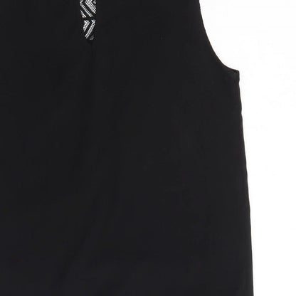 A&G Womens Black Polyester Basic T-Shirt Size M Round Neck