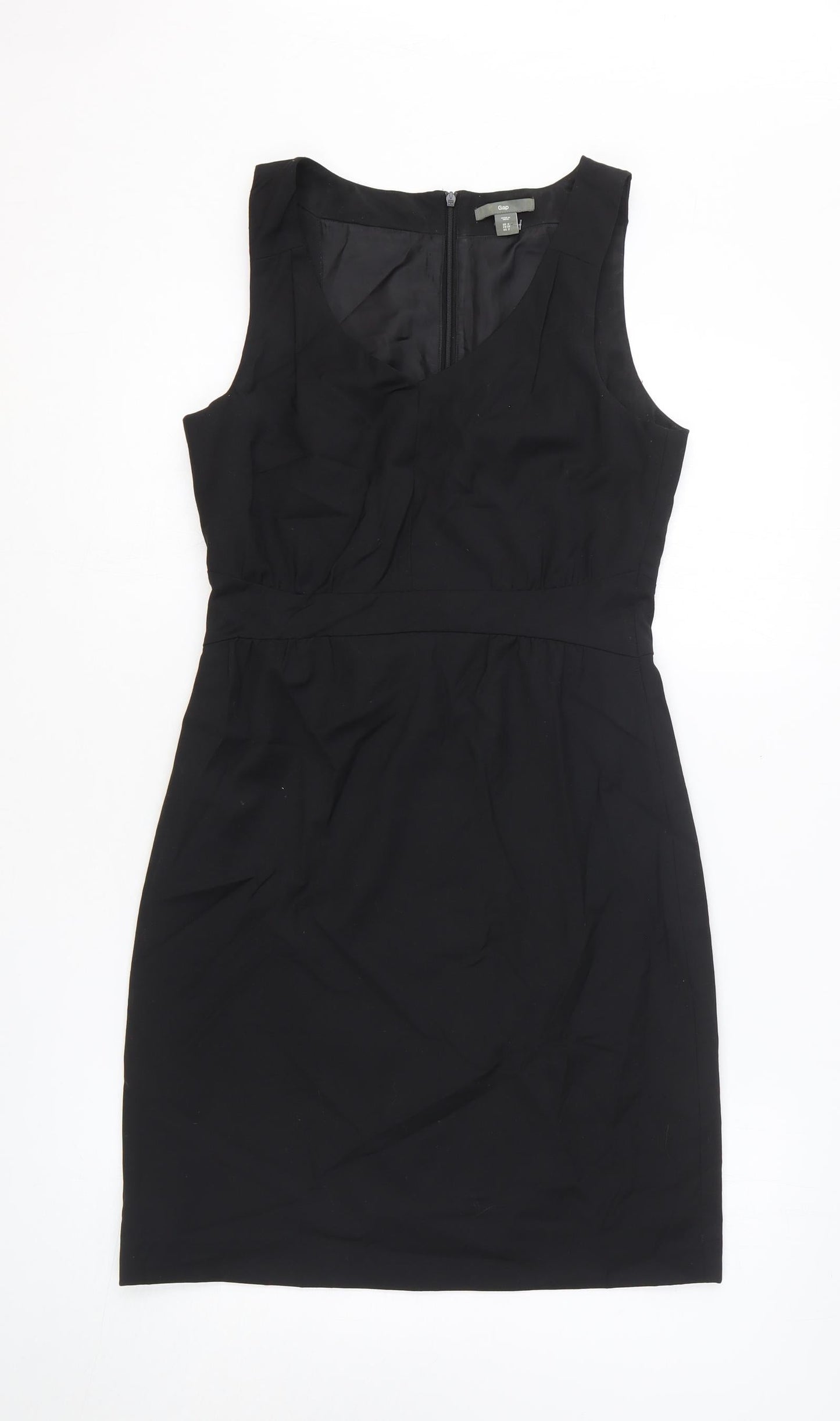 Gap Womens Black Polyester A-Line Size 6 V-Neck Zip