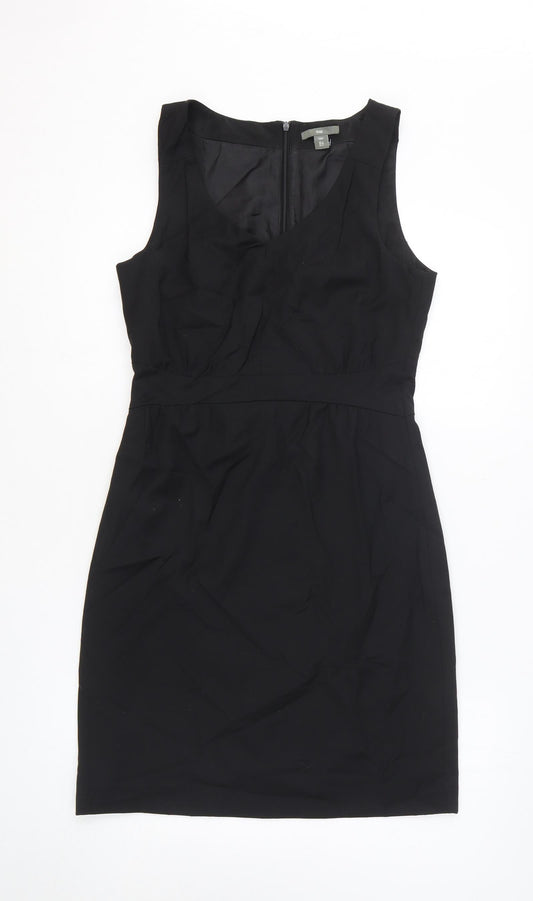 Gap Womens Black Polyester A-Line Size 6 V-Neck Zip