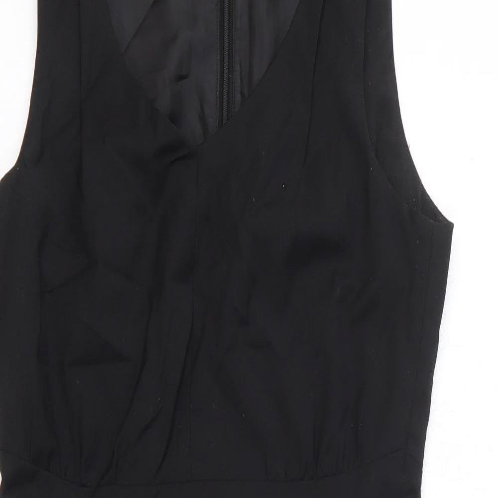 Gap Womens Black Polyester A-Line Size 6 V-Neck Zip