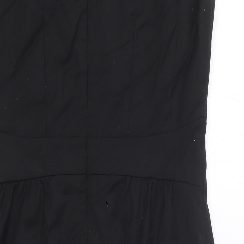 Gap Womens Black Polyester A-Line Size 6 V-Neck Zip