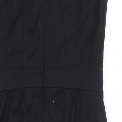 Gap Womens Black Polyester A-Line Size 6 V-Neck Zip