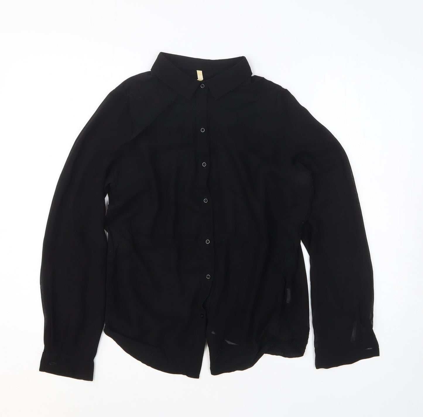 2day Womens Black Polyester Basic Button-Up Size M Collared