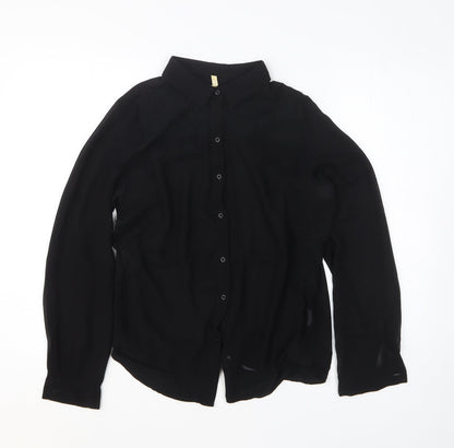 2day Womens Black Polyester Basic Button-Up Size M Collared