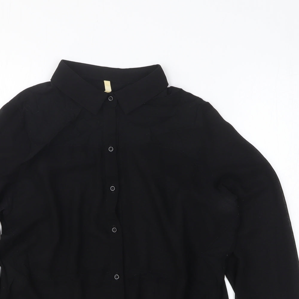 2day Womens Black Polyester Basic Button-Up Size M Collared