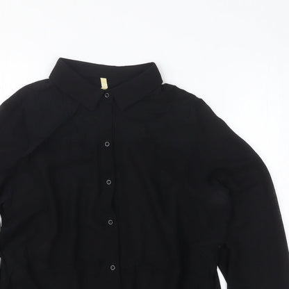 2day Womens Black Polyester Basic Button-Up Size M Collared