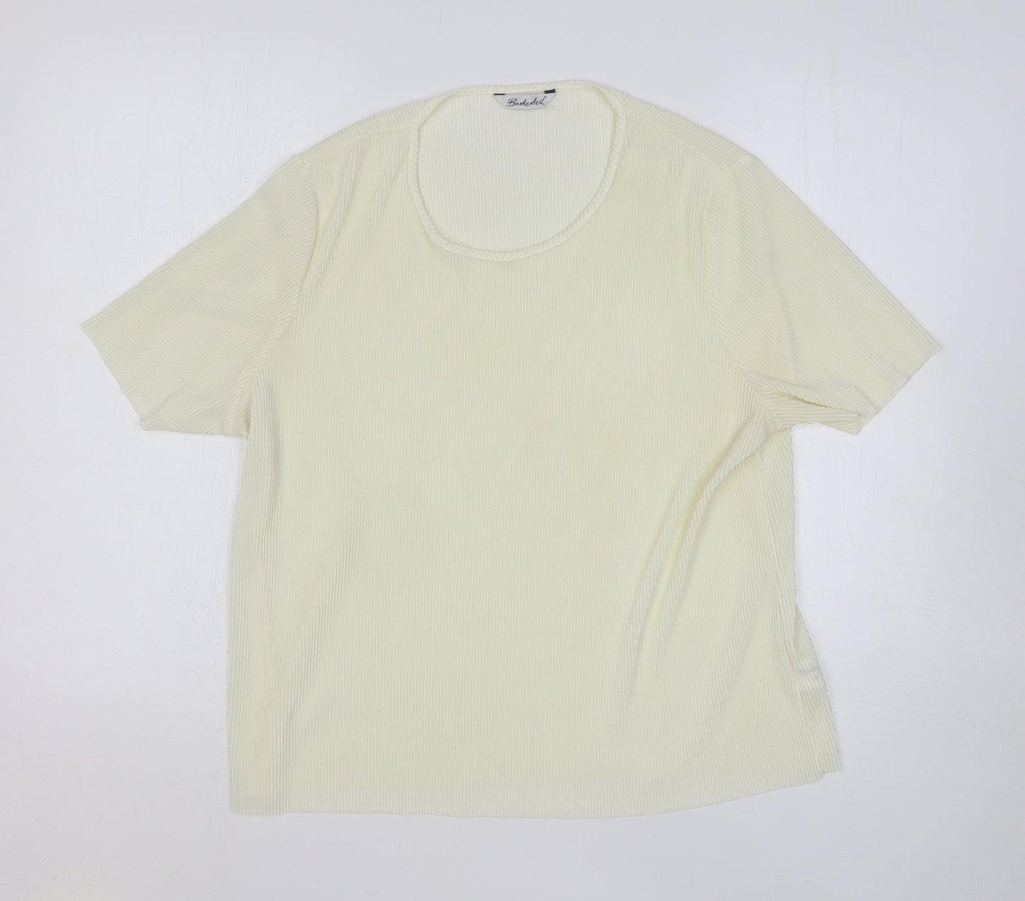 Berkertex Womens Yellow Polyester Basic T-Shirt Size 20 Scoop Neck