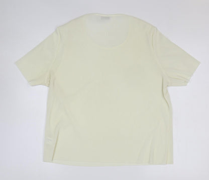 Berkertex Womens Yellow Polyester Basic T-Shirt Size 20 Scoop Neck