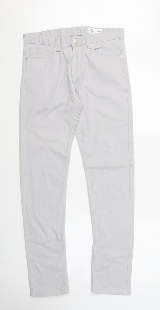 Denim & Co. Womens Grey Cotton Skinny Jeans Size 10 L32 in Slim Zip