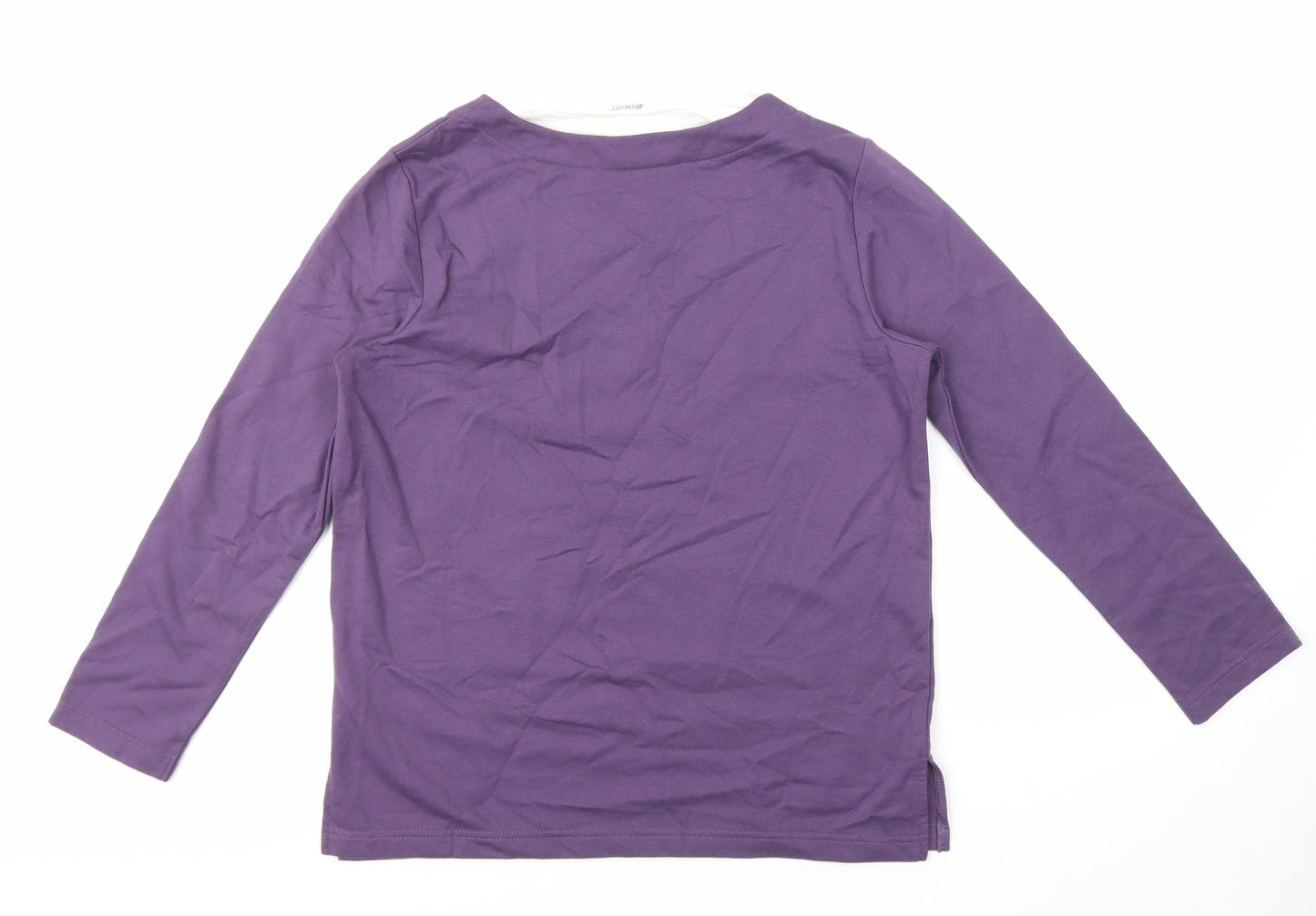 Damart Womens Purple Geometric Cotton Pullover Sweatshirt Size S Pullover - Cat print