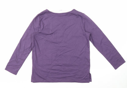 Damart Womens Purple Geometric Cotton Pullover Sweatshirt Size S Pullover - Cat print