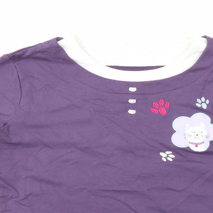 Damart Womens Purple Geometric Cotton Pullover Sweatshirt Size S Pullover - Cat print