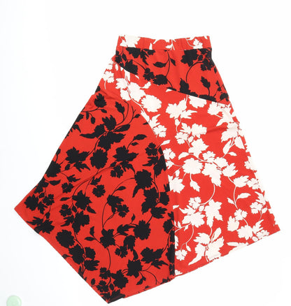 Monsoon Womens Red Geometric Polyester Flare Skirt Size S - Asymmetric