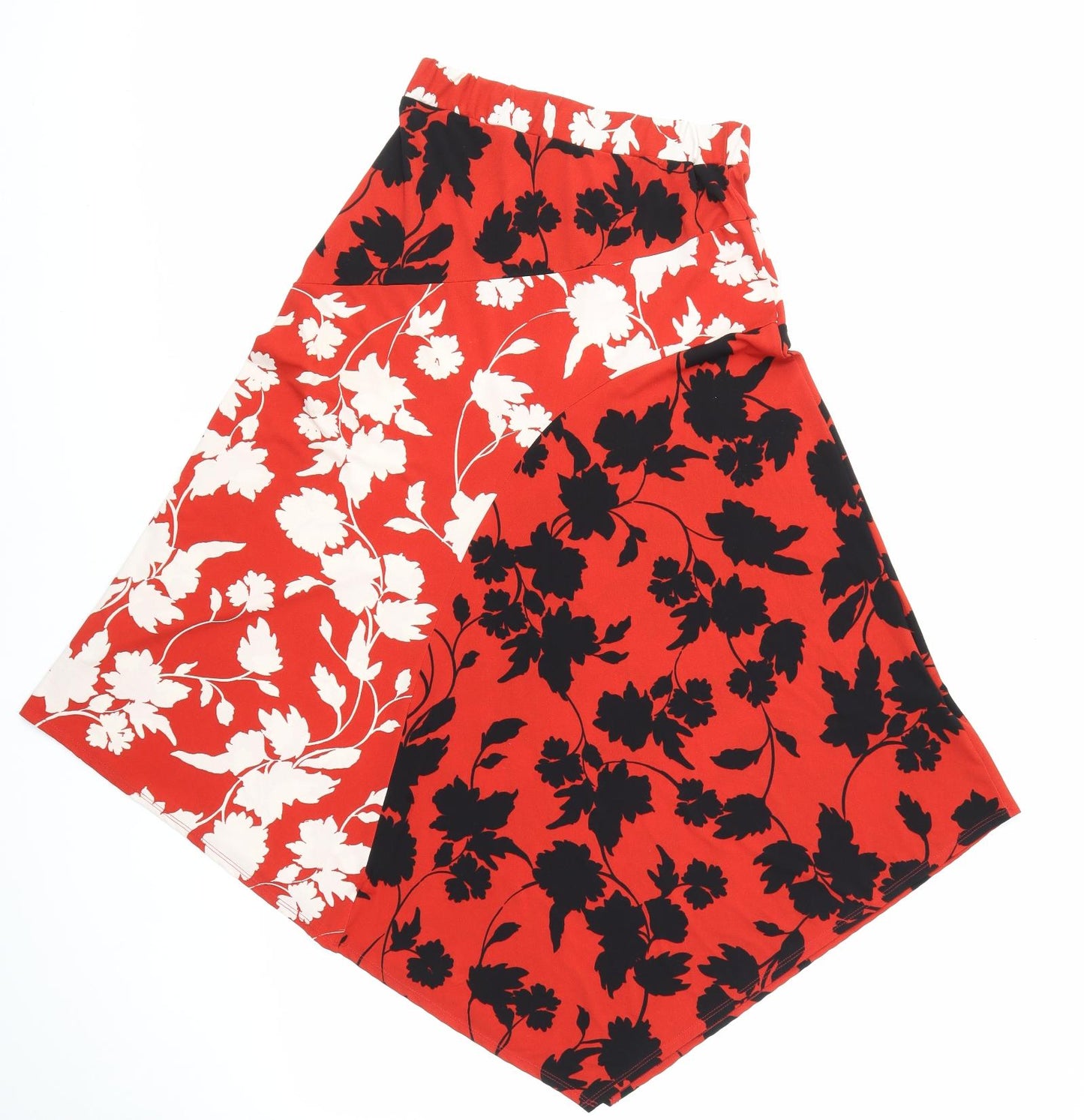 Monsoon Womens Red Geometric Polyester Flare Skirt Size S - Asymmetric