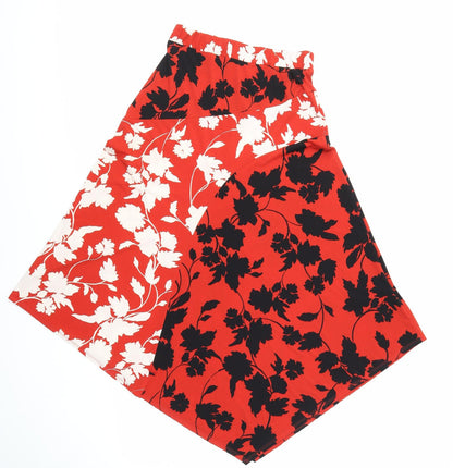 Monsoon Womens Red Geometric Polyester Flare Skirt Size S - Asymmetric