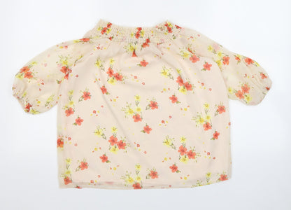 F&F Womens Multicoloured Floral Polyester Basic Blouse Size 10 Round Neck