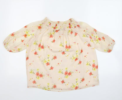 F&F Womens Multicoloured Floral Polyester Basic Blouse Size 10 Round Neck