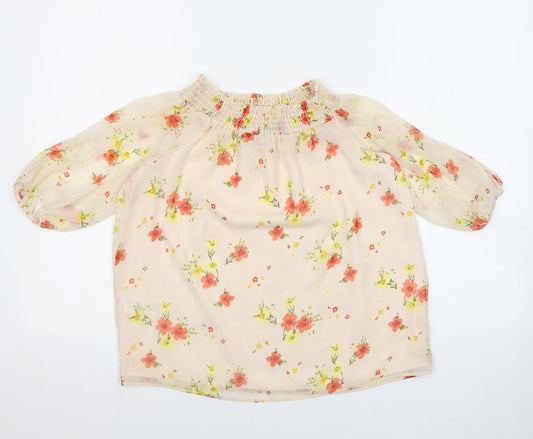 F&F Womens Multicoloured Floral Polyester Basic Blouse Size 10 Round Neck