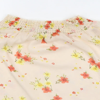 F&F Womens Multicoloured Floral Polyester Basic Blouse Size 10 Round Neck