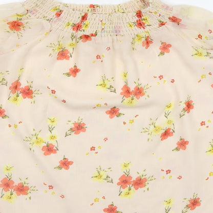 F&F Womens Multicoloured Floral Polyester Basic Blouse Size 10 Round Neck