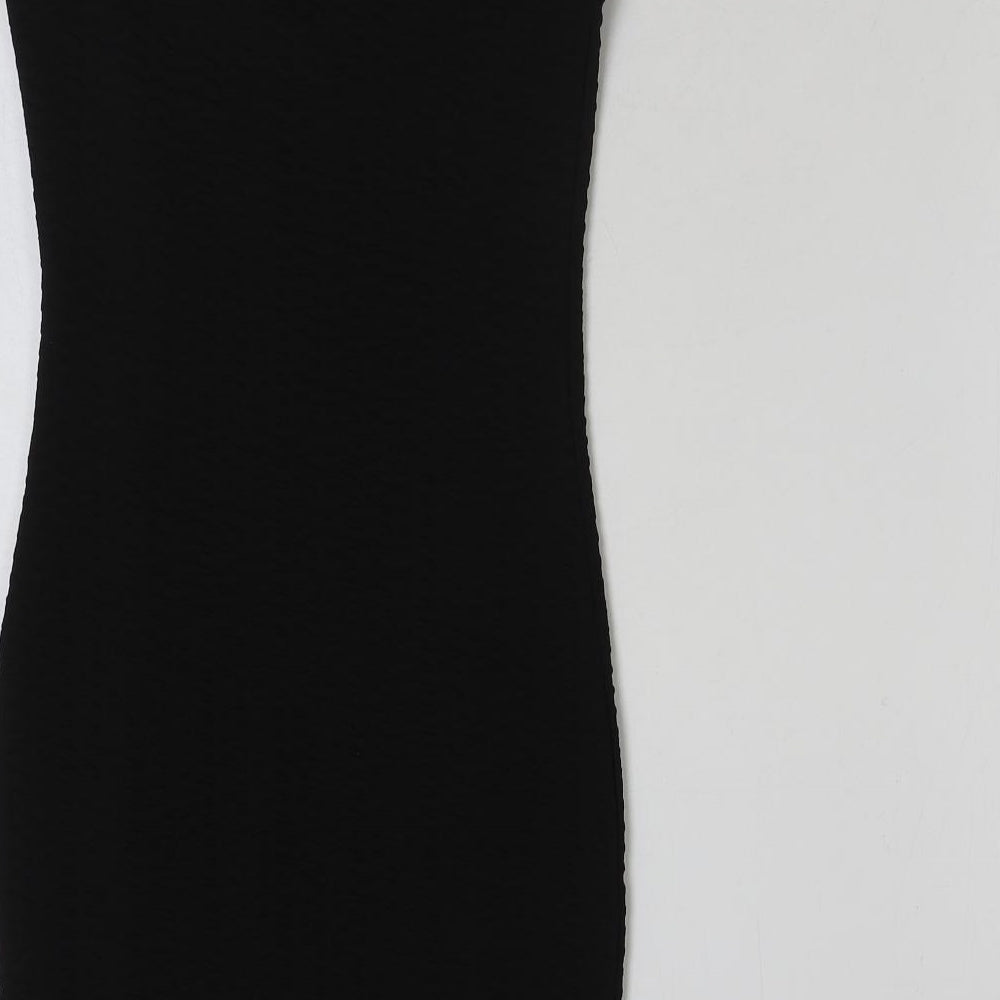 Miss Selfridge Womens Black Polyester Mini Size 10 Off the Shoulder Pullover