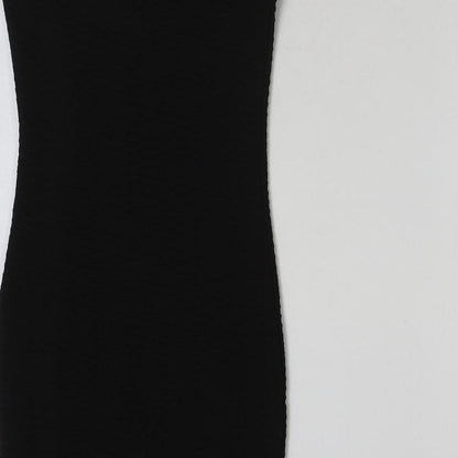 Miss Selfridge Womens Black Polyester Mini Size 10 Off the Shoulder Pullover