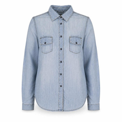 YESYES Womens Blue Cotton Basic Button-Up Size 8 Collared