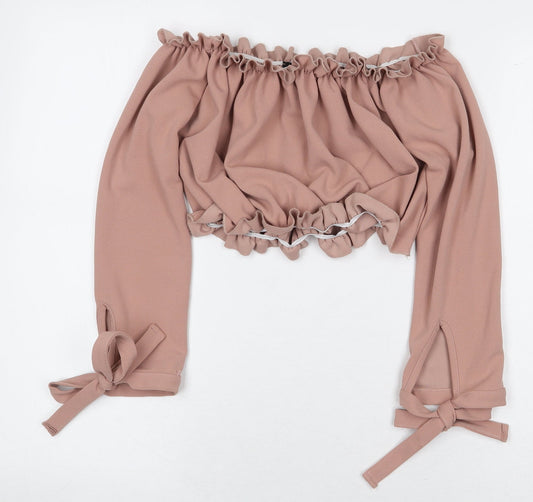 Womens UK Size 10 New Look Pink Cropped Blouse