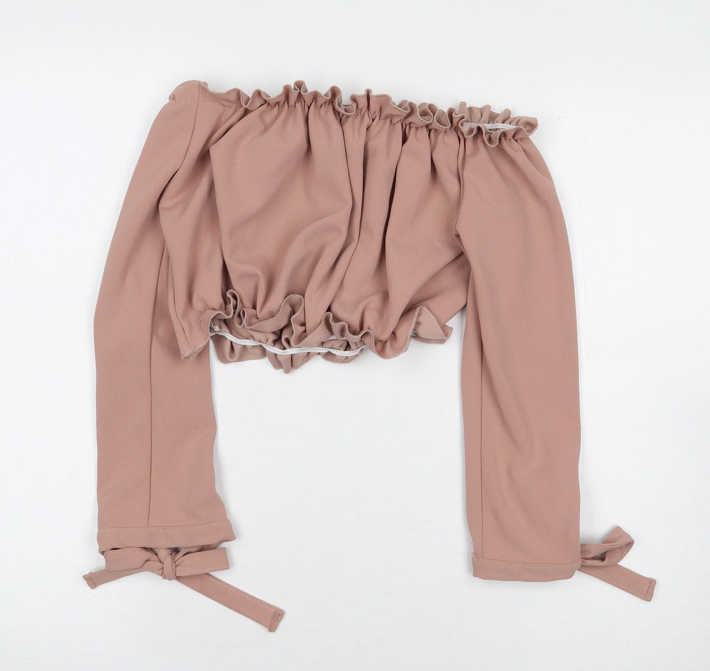 Womens UK Size 10 New Look Pink Cropped Blouse