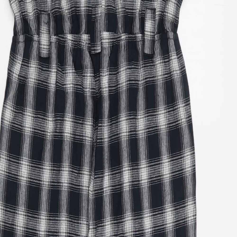 Chelsint Womens Blue Plaid 100% Cotton Jumpsuit One-Piece Size XS Button