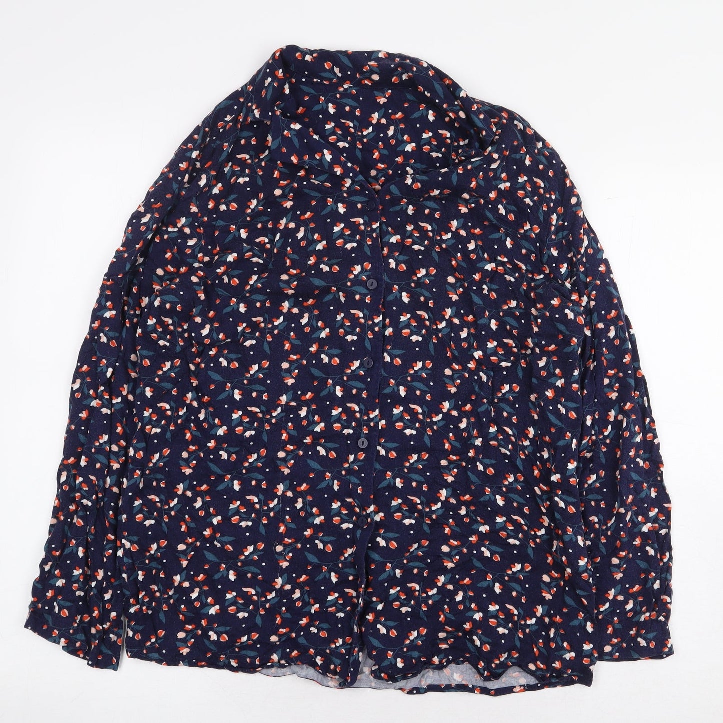 Womens UK Size M Preworn Blue Basic Button-Up