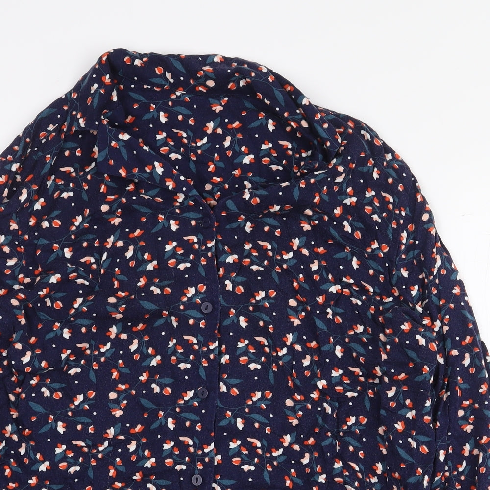 Womens UK Size M Preworn Blue Basic Button-Up