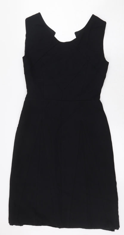 Zara Womens Black Cotton A-Line Size S V-Neck Zip