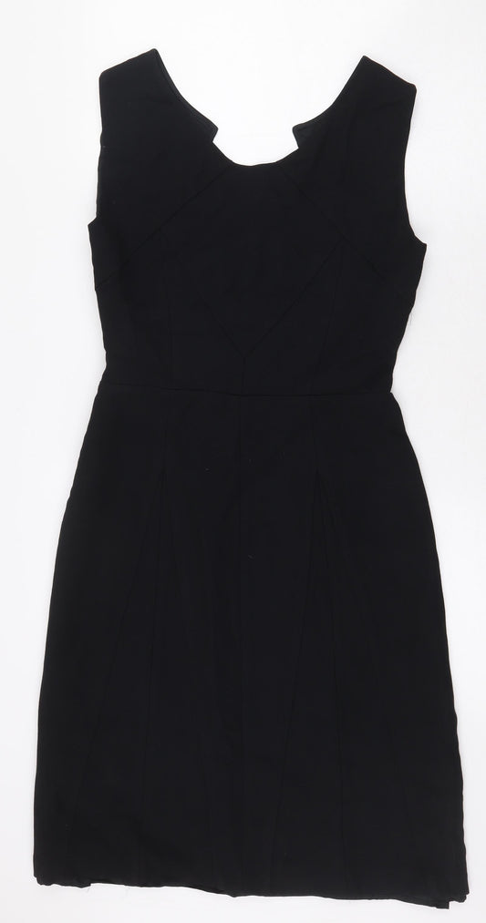 Zara Womens Black Cotton A-Line Size S V-Neck Zip
