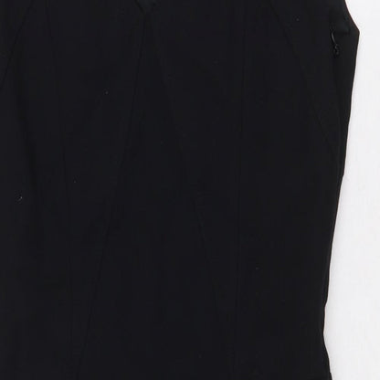 Zara Womens Black Cotton A-Line Size S V-Neck Zip