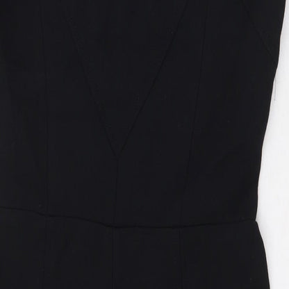 Zara Womens Black Cotton A-Line Size S V-Neck Zip