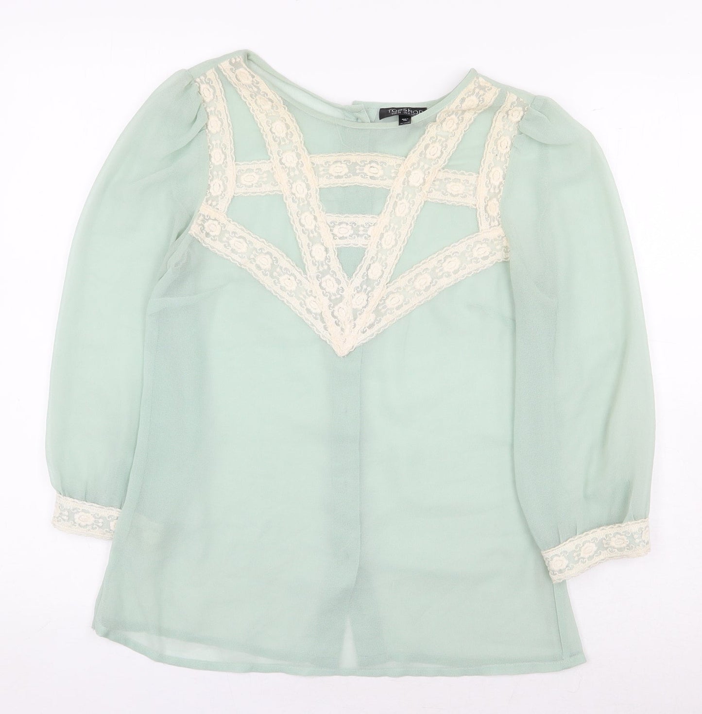 Womens UK Size 6 Topshop Green Basic Blouse