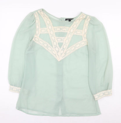 Womens UK Size 6 Topshop Green Basic Blouse