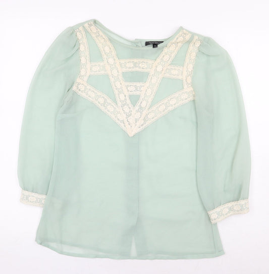 Womens UK Size 6 Topshop Green Basic Blouse
