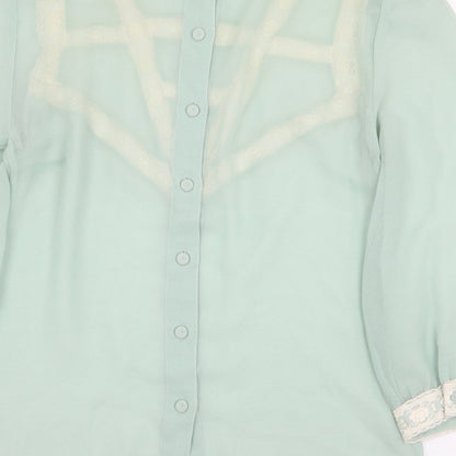 Womens UK Size 6 Topshop Green Basic Blouse