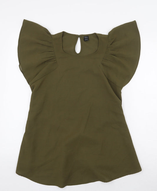 SheIn Womens Green Polyester Basic Blouse Size 8 Boat Neck
