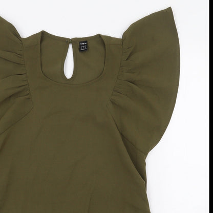 SheIn Womens Green Polyester Basic Blouse Size 8 Boat Neck