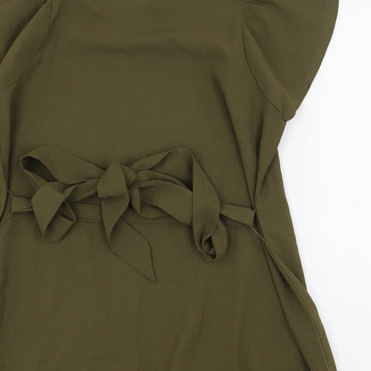 SheIn Womens Green Polyester Basic Blouse Size 8 Boat Neck