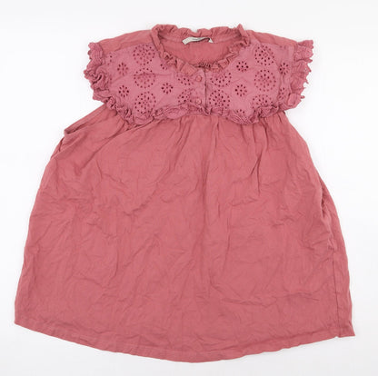 George Womens Pink 100% Cotton Basic Blouse Size 14 Round Neck