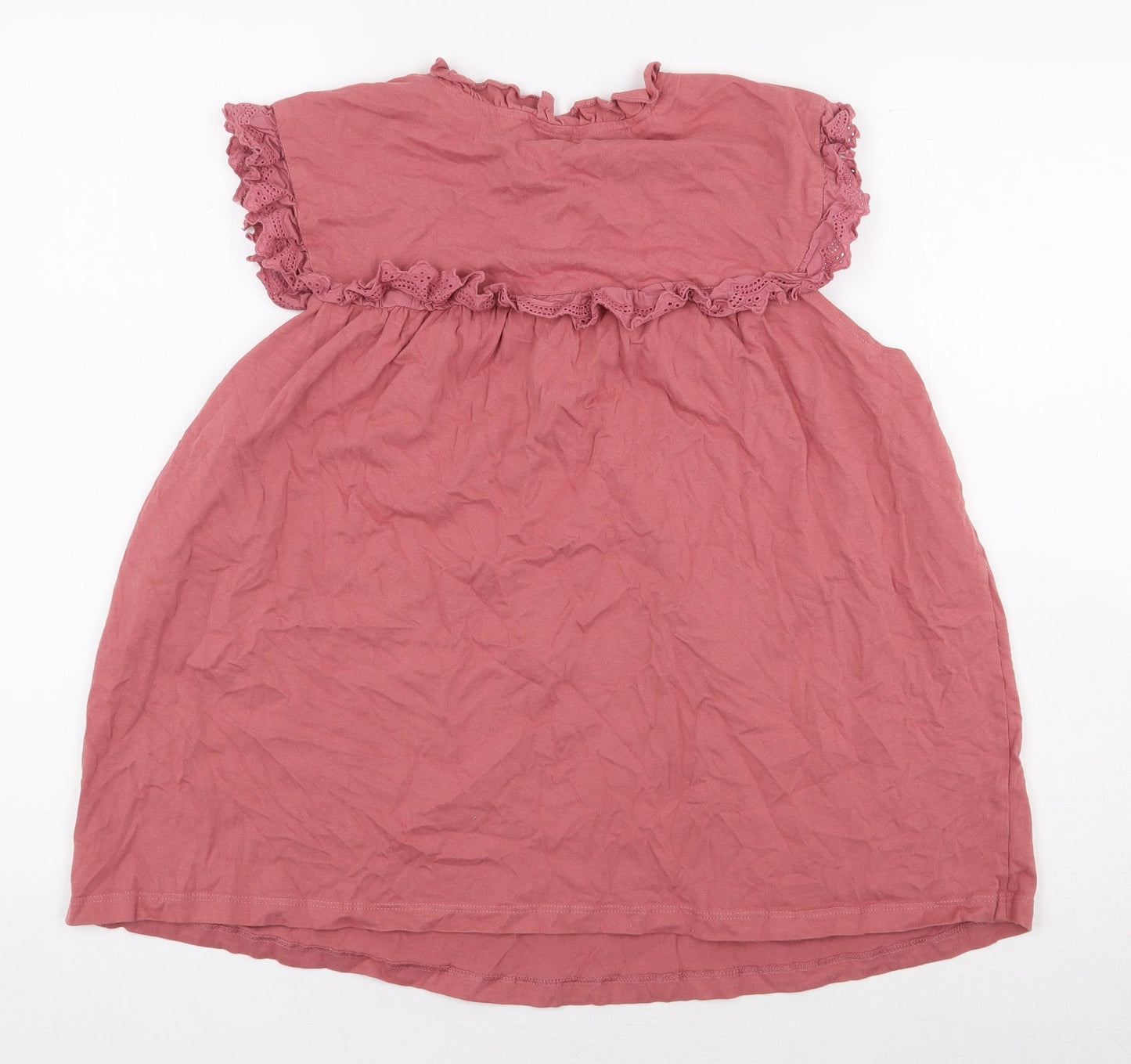 George Womens Pink 100% Cotton Basic Blouse Size 14 Round Neck